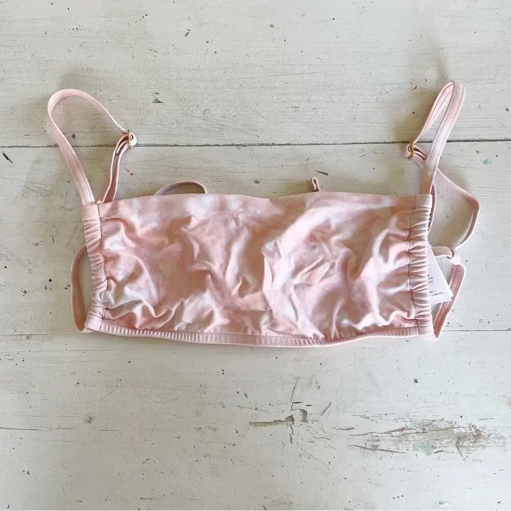 NWOT WeWoreWhat Leigh Dusty Light Pink Abstract Marble Bikini Top XS - Picture 4 of 6